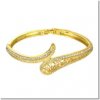 GB1855992 18K Gold Plated White Crystal Rhinestone Bangle
