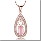 DGA254I S925 rose gold plated necklace sterling silver natural pink Rose Quartz crystal mosaic Silver Necklace