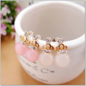 CJ167482 Korean jewelry delicate cute pink opal rhinestone crown earrings small earrings wholesale ladies wild